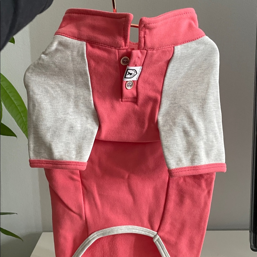 NWT Dog Pink And Gray Baseball Polo Shirt